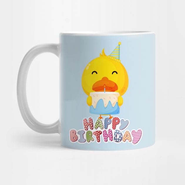 Happy Birthday cute yellow duck by Artfly